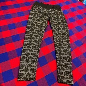 Black Grey Lacey Leggings Size L/XL